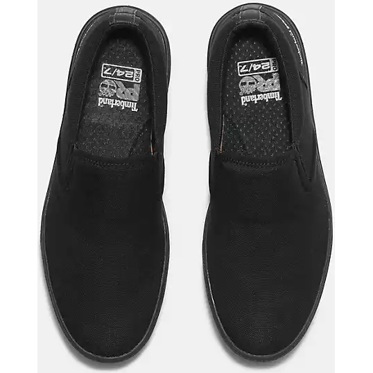 Timberland Pro Men's Burbank Soft Toe Slip On Work Shoe -Black- TB0A619Y001 - Overlook Boots