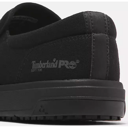 Timberland Pro Men's Burbank Soft Toe Slip On Work Shoe -Black- TB0A619Y001 - Overlook Boots