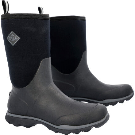 Muck Men's Arctic Excursion Mid 12" Waterproof Rubber Work Boot- Black - AEP-000 7 / Medium / Black - Overlook Boots