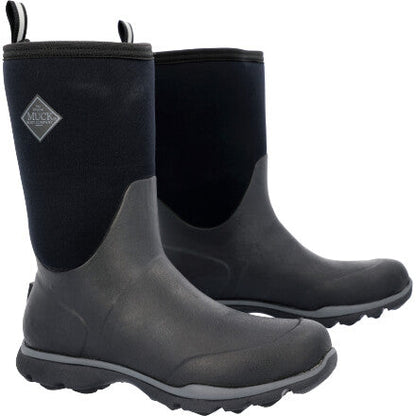 Muck Men's Arctic Excursion Mid 12" Waterproof Rubber Work Boot- Black - AEP-000 7 / Medium / Black - Overlook Boots