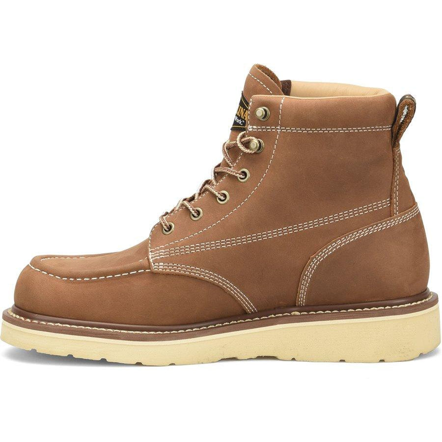 Carolina Men's Amped 6" Moc Toe Waterproof USA Made Wedge Work Boot Brown CA7041 - Overlook Boots