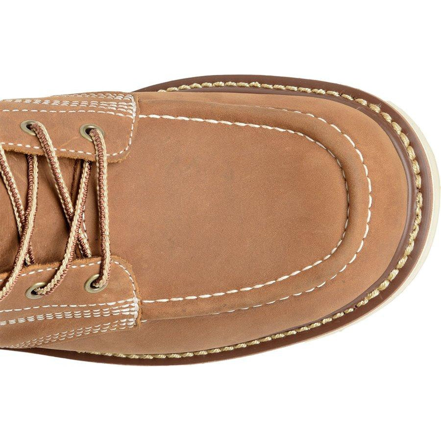 Carolina Men's Amped 6" Moc Toe Waterproof USA Made Wedge Work Boot Brown CA7041 - Overlook Boots