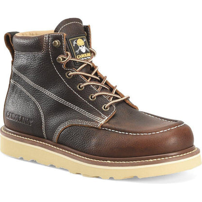 Carolina Men's Flatiron 6" Moc Toe Wedge Work Boot - Brown - CA7043 8 / Medium / Dark Brown - Overlook Boots