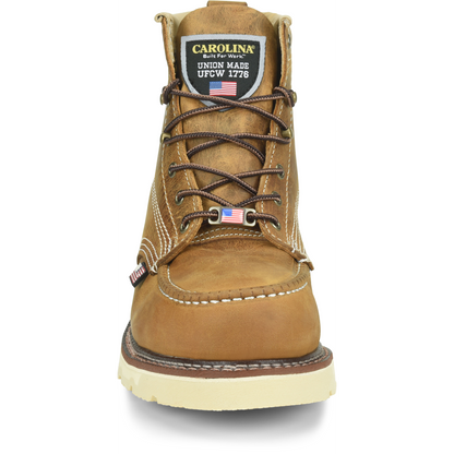 Carolina Men's Ferric 6" Steel Toe Moc Toe Work Boot - Brown - CA7514  - Overlook Boots