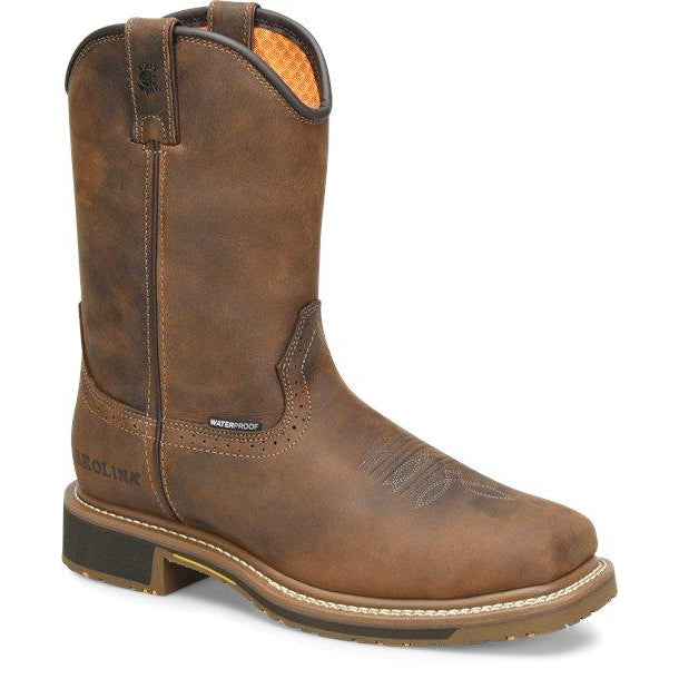 Carolina Men's Anchor 10" Square Toe Waterproof Roper Work Boot - CA8036 8 / Medium / Brown - Overlook Boots