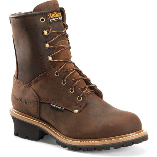 Carolina Men's Elm 8" Steel Toe Waterproof Logger Work Boot - Brown - CA9821 7 / Medium / Brown - Overlook Boots