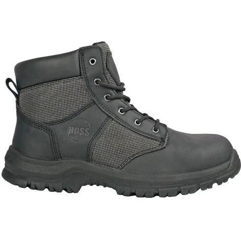Hoss Men's Carter Steel Toe Slip Resistant Work Boot - Black 60160  - Overlook Boots