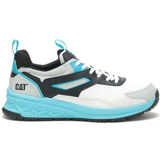 CAT Men's Streamline Runner Composite Toe Slip Resistant Work Shoe -White/Blue- P91492 - Overlook Boots