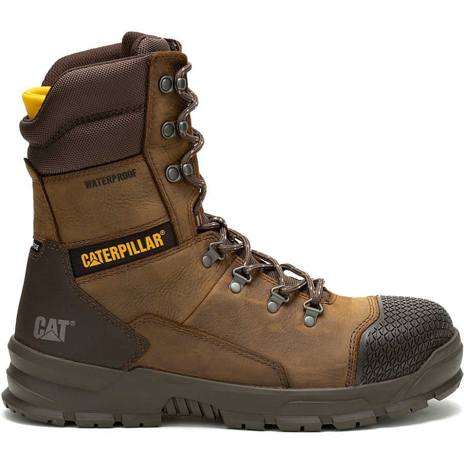 Cat Men's Accomplice X 8" Steel Toe Waterproof Work Boot - Brown - P91642 - Overlook Boots