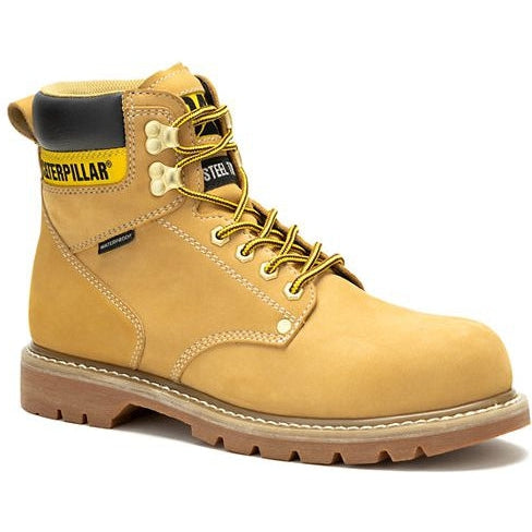 Cat Men's Second Shift Steel Toe Waterproof Slip Resistant Work Boot -Honey- P91659 - Overlook Boots