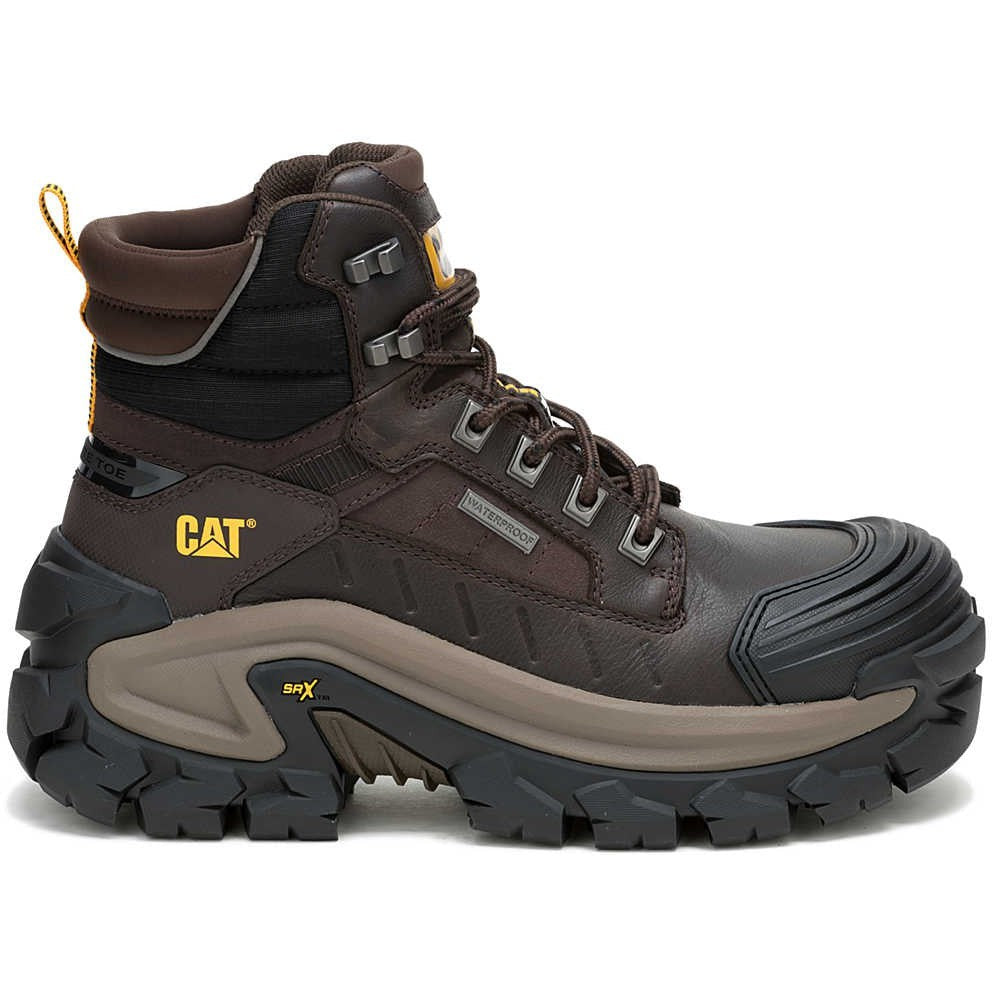 Cat Men's Invader Max Composite Toe Waterproof Slip Resistant Work Boot -Coffee- P91729 7 / Medium / Dark Brown - Overlook Boots