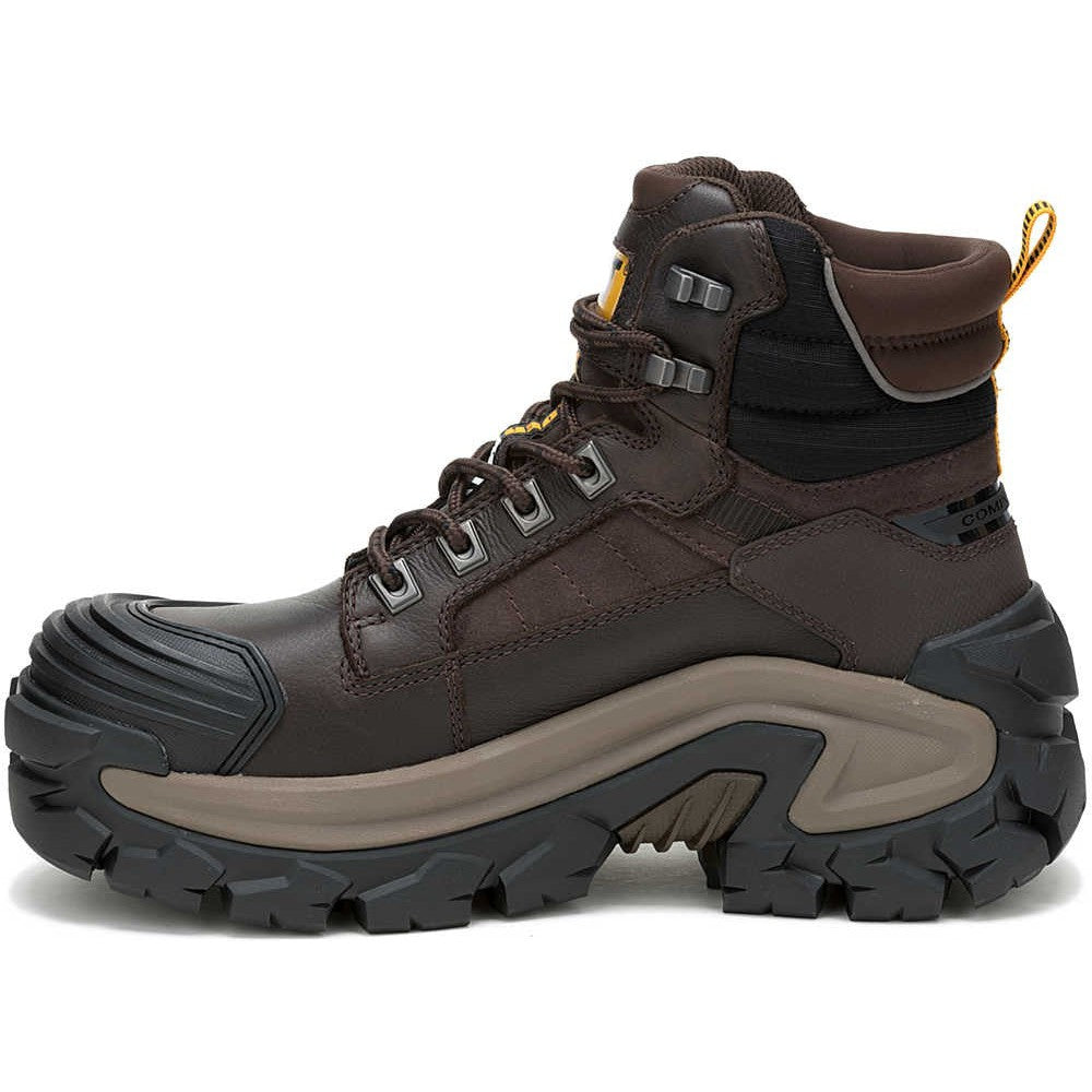 Cat Men's Invader Max Composite Toe Waterproof Slip Resistant Work Boot -Coffee- P91729 - Overlook Boots