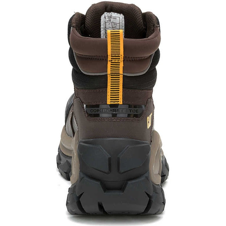 Cat Men's Invader Max Composite Toe Waterproof Slip Resistant Work Boot -Coffee- P91729 - Overlook Boots