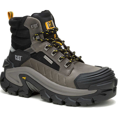 Cat Men's Invader Mid Vent Composite Toe Waterproof Slip Resistant Work Boot -Black- P91756 7 / Medium / Gray - Overlook Boots