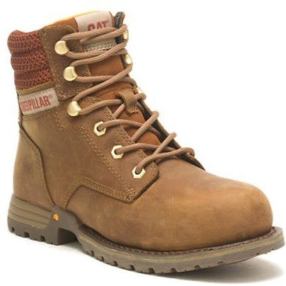 CAT Women's Paisley 6" Steel Toe Slip Resistant Work Boot -Pyramid- P91573 5 / Medium / Brown - Overlook Boots