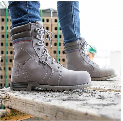 CAT Women's Echo Waterproof Steel Toe Work Boot - Grey - P90565  - Overlook Boots