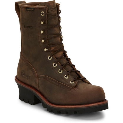 Chippewa Men's Paladin 8" Soft Toe Waterproof Logger Work Boot- Brown - 73100 8 / Medium / Brown - Overlook Boots