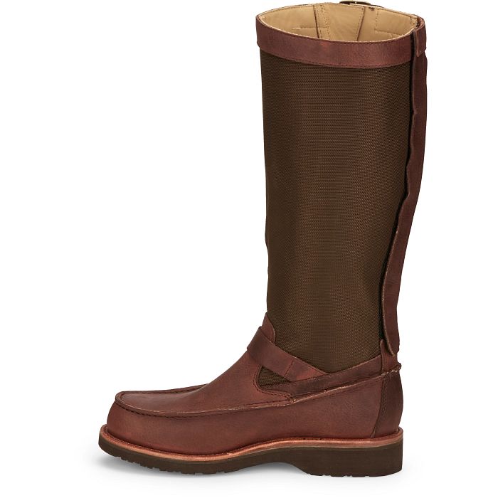 Chippewa Men's Cutter 17" Moc Toe Pull-On Snake Hunt Boot Brown- 23923  - Overlook Boots