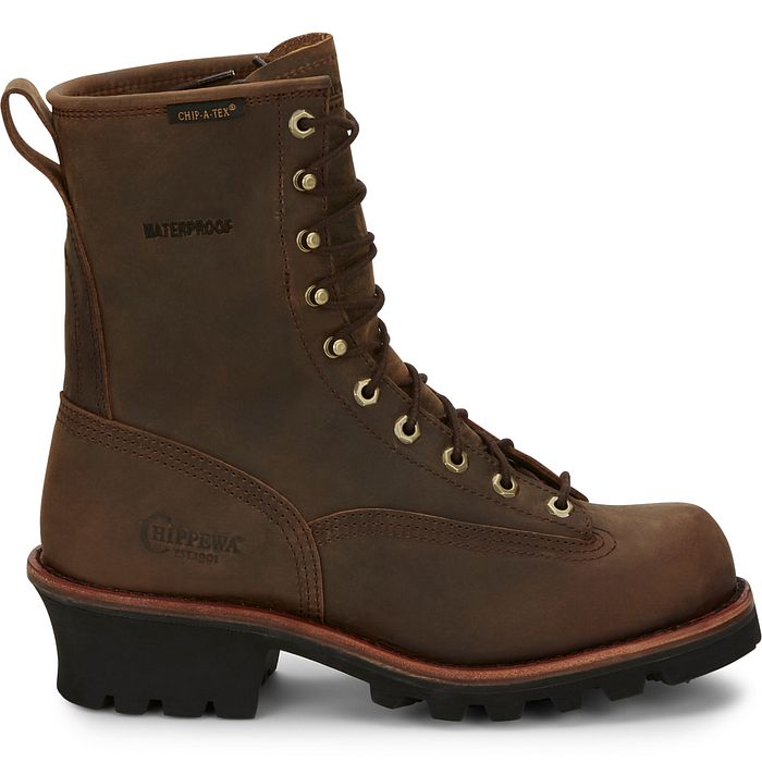 Chippewa Men's Paladin 8" Soft Toe Waterproof Logger Work Boot- Brown - 73100 - Overlook Boots