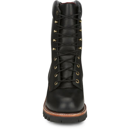 Chippewa Men's 9" Steel Toe Waterproof 400G Ins Logger Work Boot - Black - 59410 - Overlook Boots