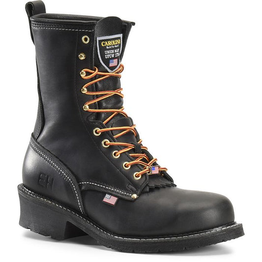 Carolina Men's Maple 9" Domestic Steel Toe Logger Slip Resistant Work Boot -Black- 1922 8 / Medium / Black - Overlook Boots