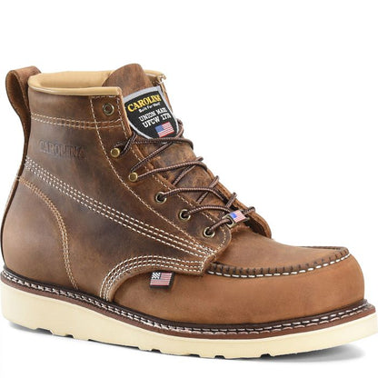 Carolina Men's Amped USA Made 6" Moc Toe Wedge Work Boot Brown - CA7011 - Overlook Boots