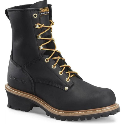 Carolina Men's Elm 8" Unlined Logger Slip Resistant Work Boot -Black- CA825 - Overlook Boots