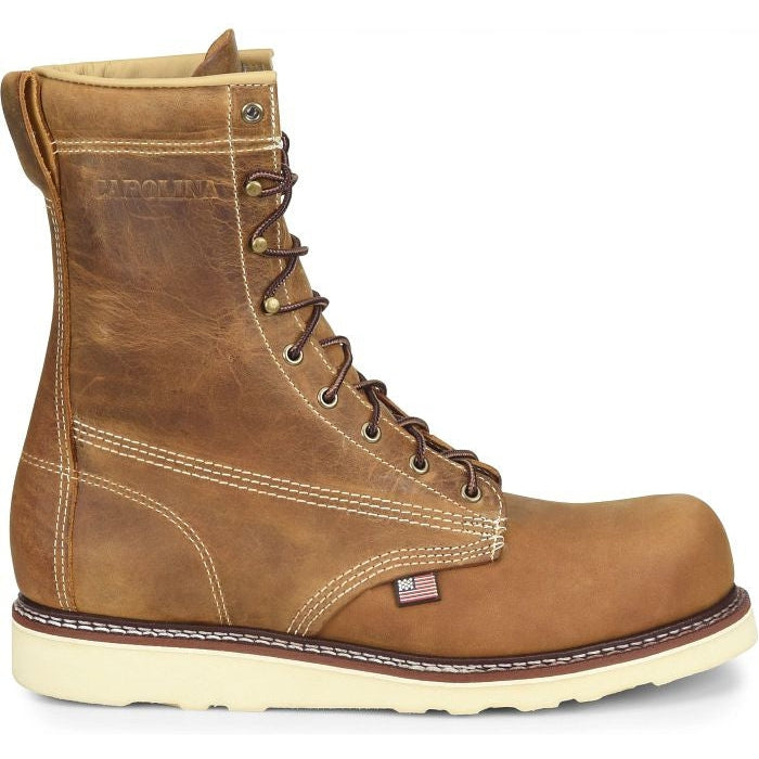 Carolina Men's Amp USA 8" Steel Toe Slip Resistant Work Boot -Brown- CA7505 8 / Medium / Brown - Overlook Boots