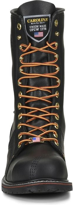 Carolina Men's USA Made Linesman 10" Soft Toe Slip Resistant Work Boot -Black- 905 - Overlook Boots