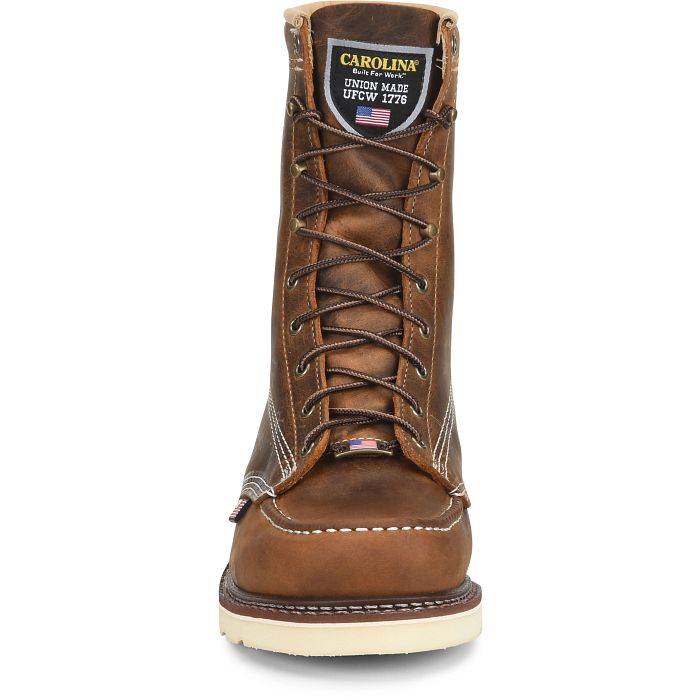 Carolina Men's Domestic 8" Soft Toe Moc Toe Work Boot- Brown- CA8012  - Overlook Boots
