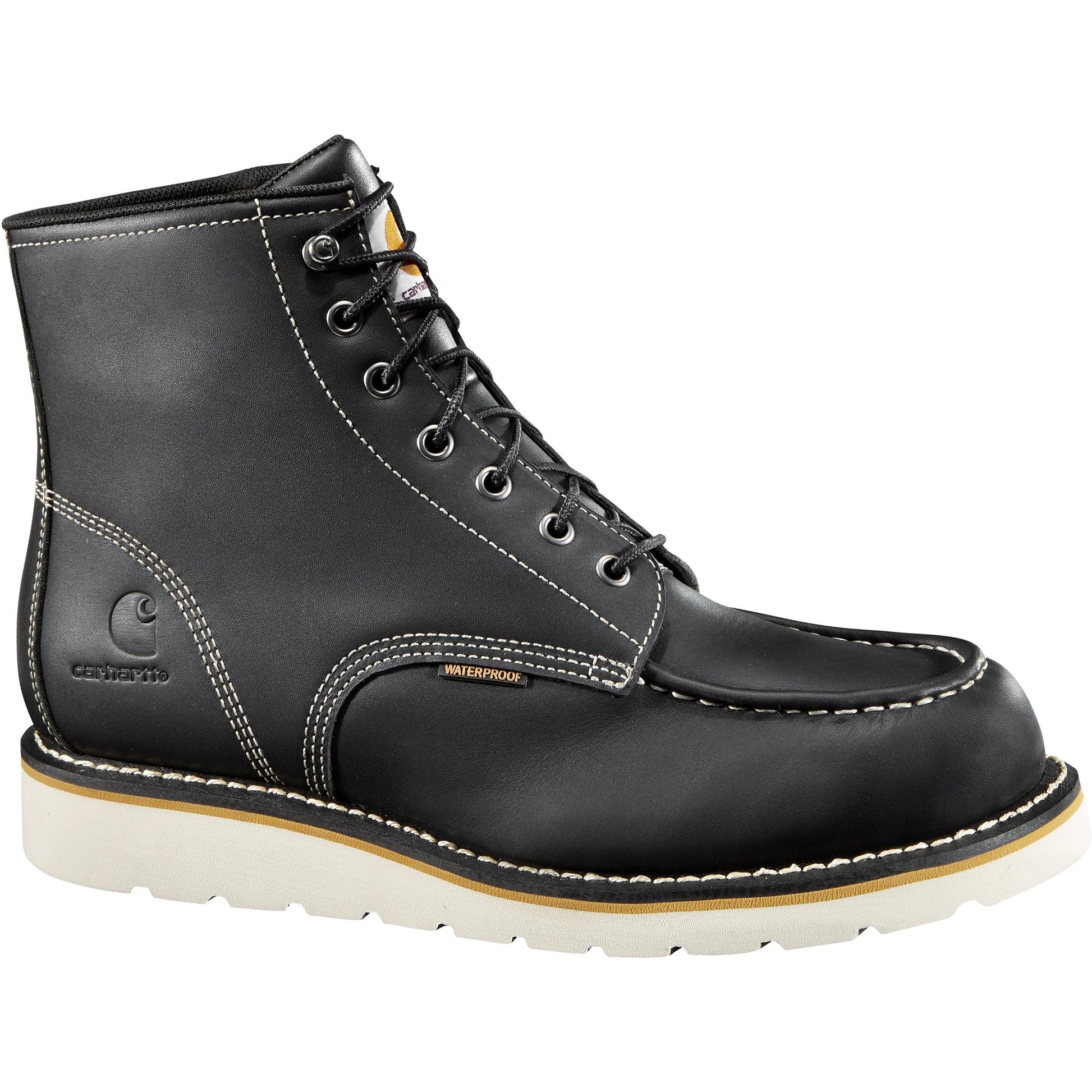 Carhartt Men's 6" Soft Toe Waterproof Wedge Work Boot - Black - CMW6191 - Overlook Boots