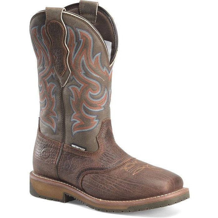 Double H Men's Ironhide 12" Square Toe Waterproof Western Boot -Brown- DH6142 7.5 / Medium / Brown - Overlook Boots