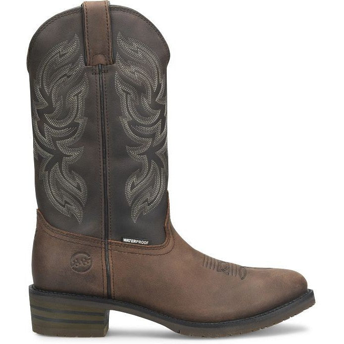 Double H Men's Tascosa 12" R Toe Waterproof Western Classic Boot -Brown- DH4158 7.5 / Medium / Dark Brown - Overlook Boots
