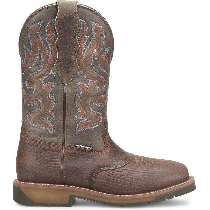 Double H Men's Ironhide 12" Square Toe Waterproof Western Boot -Brown- DH6142 - Overlook Boots