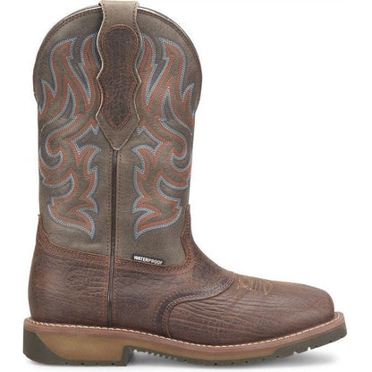 Double H Men's Ironhide 12" Square Toe Waterproof Western Boot -Brown- DH6142 - Overlook Boots