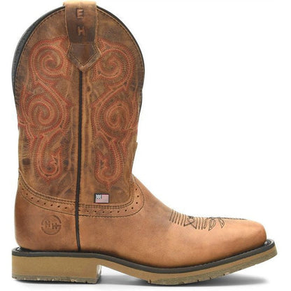 Double H Men's Bertram 11" Steel Toe Slip Resistant Work Boot -Brown- DH4560 7.5 / Medium / Light Brown - Overlook Boots