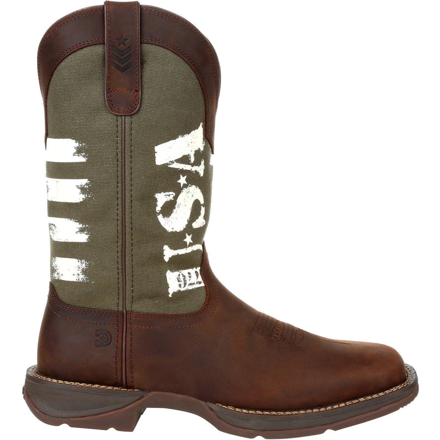 Durango Men's Rebel Army Green USA Print 12" Square Toe Western Boot  - Overlook Boots