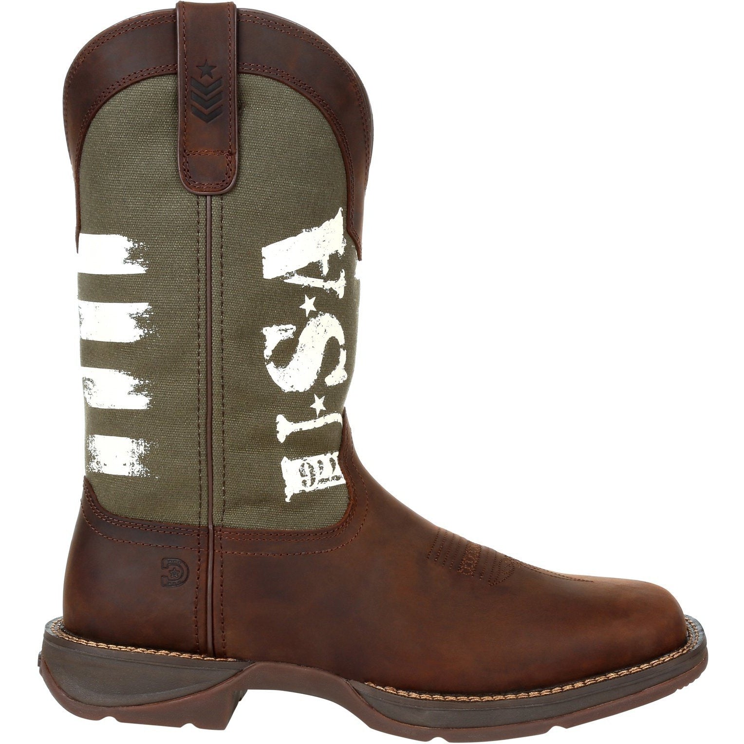 Durango Men's Rebel Army Green USA Print 12" Square Toe Western Boot  - Overlook Boots