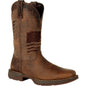 Durango Men's Rebel Distressed Flag Embroidery 12" Square Toe Western Boot -DDB0314 7 / Medium / Brown - Overlook Boots