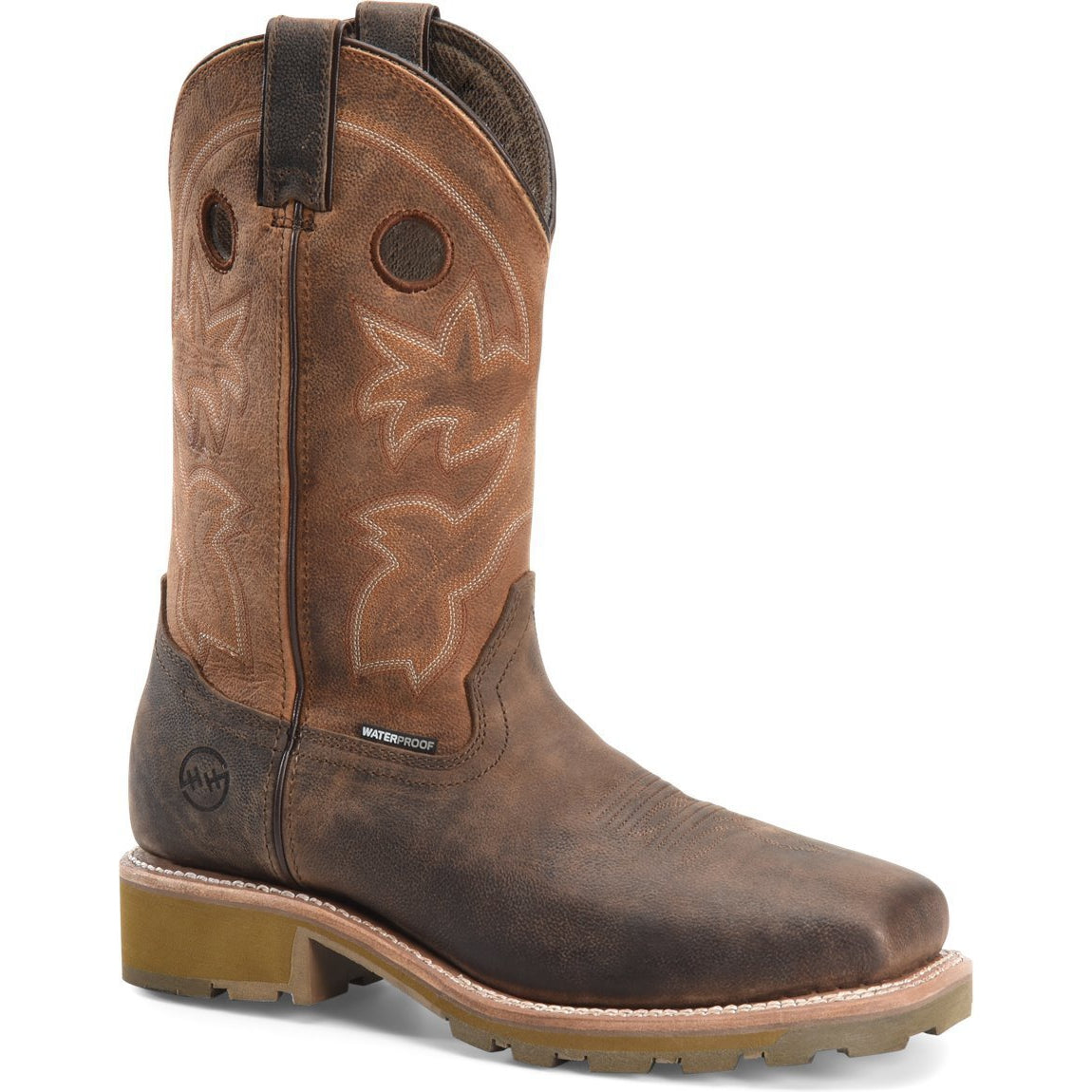 Double H Men's Abner 12" Square Toe Waterproof Western Work Boot - Brown - DH4353 7.5 / Medium / Brown - Overlook Boots