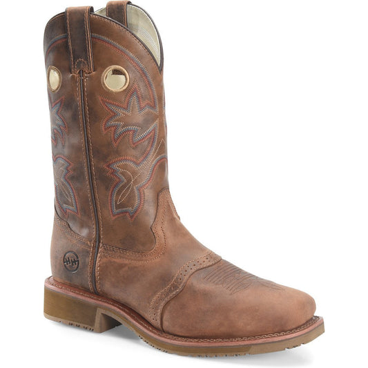 Double H Men's Antonio 13" Square Toe Western Work Boot- Brown- DH5134 7.5 / Medium / Light Brown - Overlook Boots