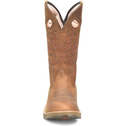 Double H Men's Feudal 12" U Toe Slip Resistant Western Work Boot -Brown- DH5421 - Overlook Boots