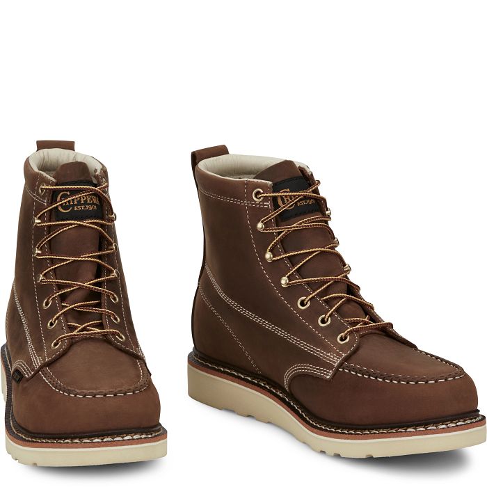 Chippewa Men's Edge Walker 6" Steel Toe Lace Up Work Boot -Brown- ED5321  - Overlook Boots