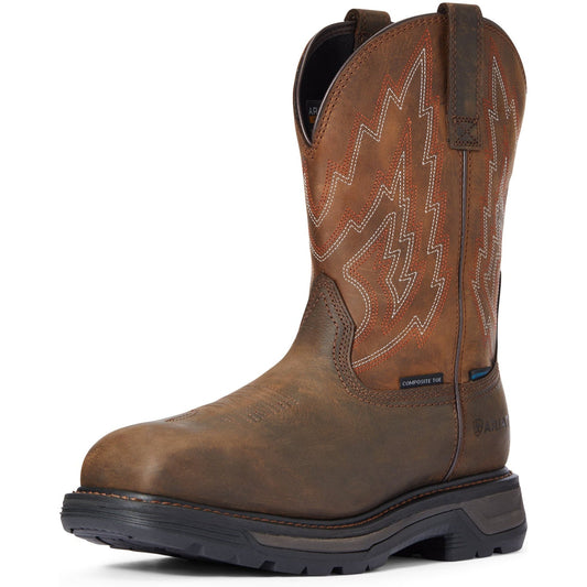 Ariat Men's Big Rig Composite Toe Waterproof Western Work Boot - Brown - 10033993 6 / Wide / Dark Brown - Overlook Boots