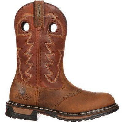 Rocky Men's Ride Branson Saddle 11" Soft Toe Waterproof Western Boot -Brown- FQ0002775 - Overlook Boots