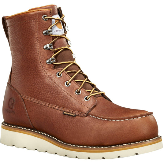 Carhartt Men's 8" Waterproof Steel Toe Wedge Work Boot - Redwood - FW8275-M  - Overlook Boots