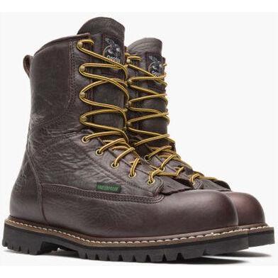 Georgia Men's Logger 8" Steel Toe Waterproof Lace-To-Toe Work Boot- Chocolate- G103 - Overlook Boots
