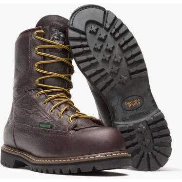 Georgia Men's Logger 8" Steel Toe Waterproof Lace-To-Toe Work Boot- Chocolate- G103 - Overlook Boots