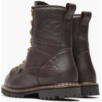 Georgia Men's Logger 8" Steel Toe Waterproof Lace-To-Toe Work Boot- Chocolate- G103 - Overlook Boots