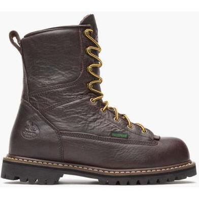 Georgia Men's Logger 8" Steel Toe Waterproof Lace-To-Toe Work Boot- Chocolate- G103 - Overlook Boots